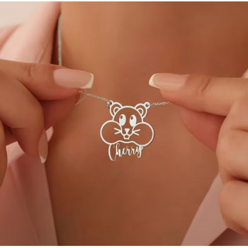 Pendentif motif hamster couleur argent