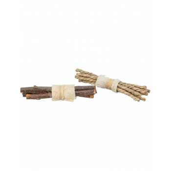 2 petits  fagots à ronger en bois, algues, herbes, et luffa