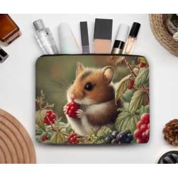 Sac de cosmétique motif hamster doré